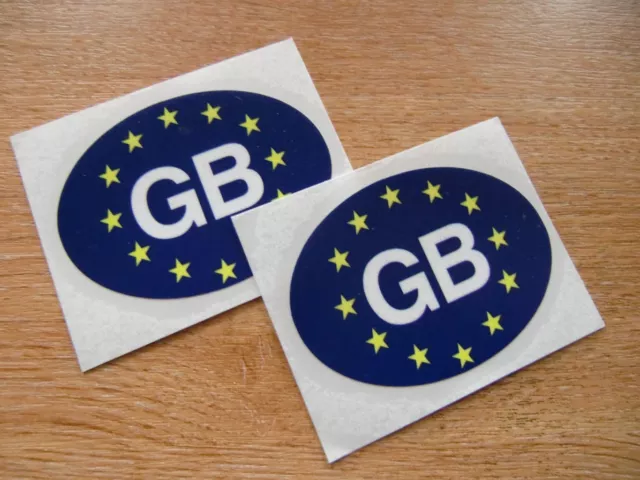 2x oval GB  Euro sticker decal - 75mm x 55mm (pair)