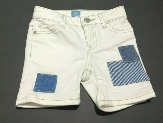 Toddler Boys Girls Baby Gap White & Blue Patch Denim Shorts Size 12-18 Months