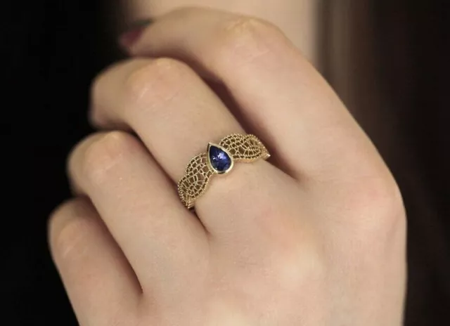 Bague de fiançailles bague en tanzanite naturelle or 14 carats pl bague... 3