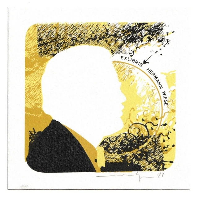 MARTIN R. BAEYENS: Exlibris für Herman Wiese, Portrait Mann, Silhouette