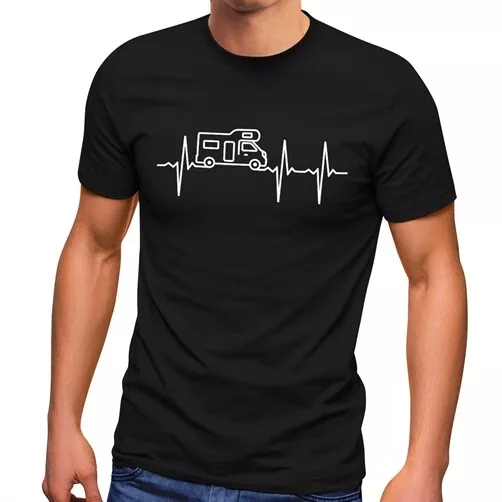 Herren T-Shirt Wohnmobil Camper Camping Herzschlag EKG Fun-Shirt lustig