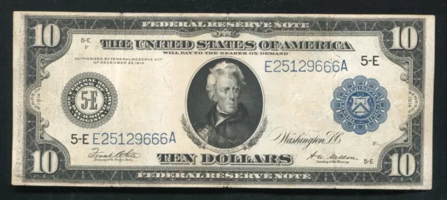 Fr. 923 1914 $10 Ten Dollars Frn Federal Reserve Note Richmond, Va Very Fine+