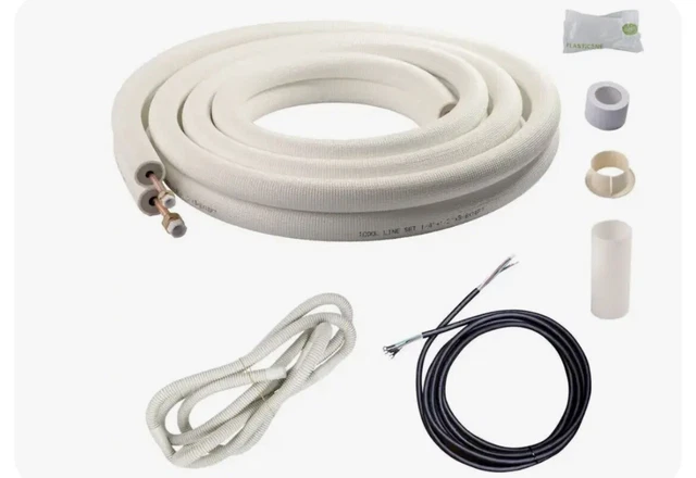 Icool 25ft Copper Pipes 1/4 & 1/2 inch 3/8 PE for Mini Split Air Cond. Insulated