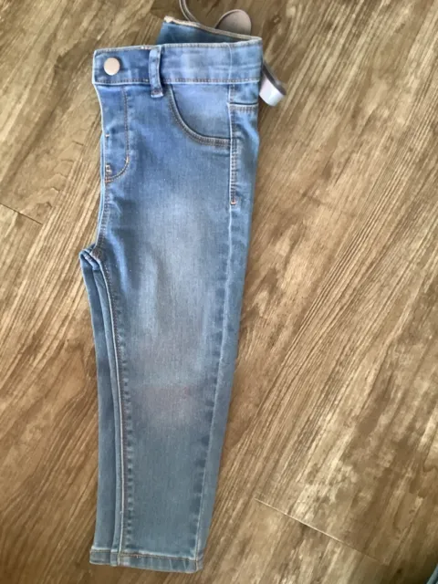 NEW Girls Light blue soft denim Jeans Adjustable Waist age 12-18 Months BNWT