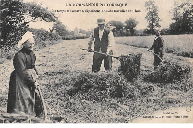 14 . n°105754 .la normandie pittoresque .le temps est superbe ... not foin .