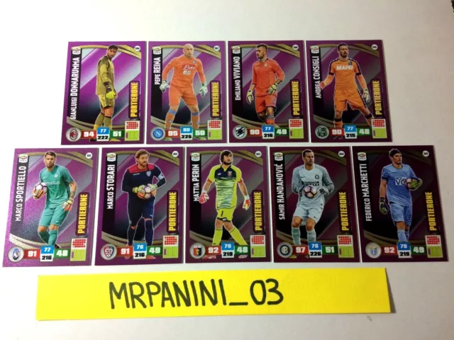 CALCIATORI 2016-2017 - Adrenalyn Panini - SET Completo 9 Cards Portierone