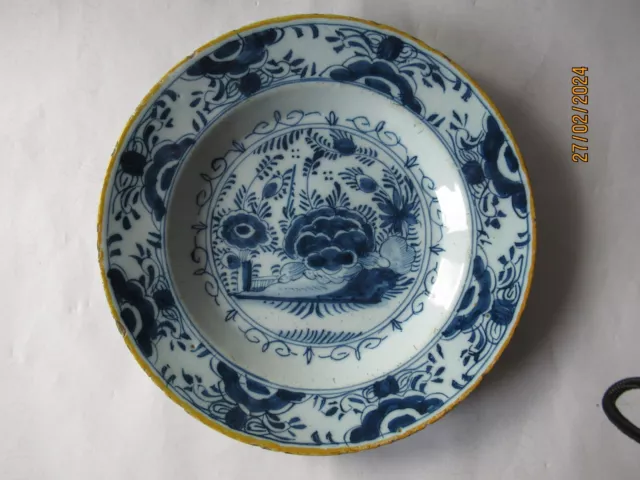 Antique small ceramic dutch Delft plate. 18th Century. Pottery.  19 cm.  7.5"