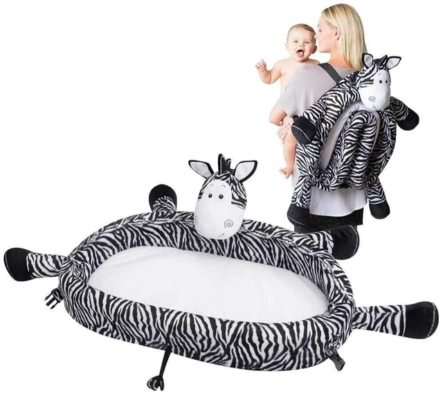 LulyZoo LulyBoo Toddler Baby Lounger Portable Plush Foldable Backpack Zebra USED