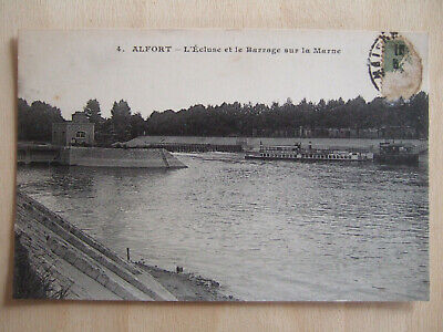 Cpa Alfort (94) L'ecluse Et Le Barrage Sur La Marne. Pub Menier Picon Dubonnet