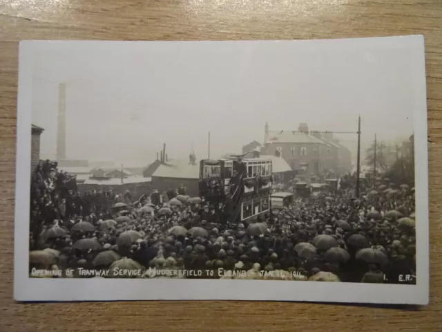 Huddersfield-Elland,Opening Of Tramway Service, Old R.p.postcard.1911