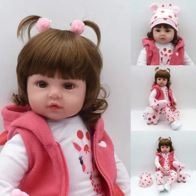 24" Realistic Reborn Baby Dolls Soft Lifelike Vinyl Silicone Newborn Doll UK