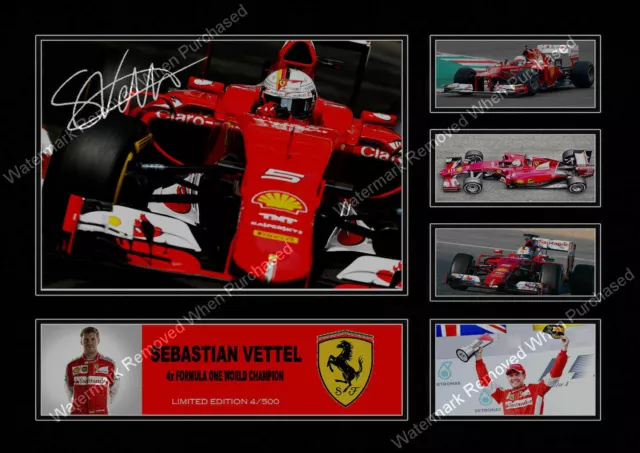 Sebastian Vettel F1 Ferrari Signed Limited Edition A4 Photo Print