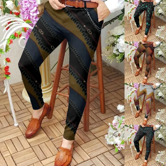 Pantalon extensible coupe mince pour hommes avec design imprimé en 3D parfait p