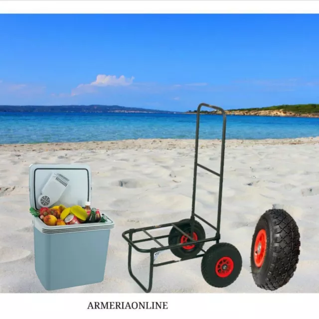 Carrello da spiaggia mare trolley pieghevole campeggio pesca spinning trasporto