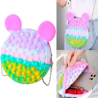 Push Bubble Its Purse Sensory Fidget Bags Hangdbag Popet Wallet for Teens Ideas Gift for Year Old Girl Ranbow Sun Flower Pop Popper It Bag for Girls 