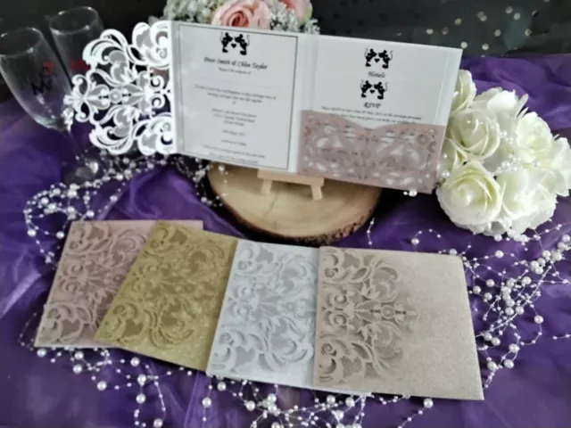 Wedding Stationery -DISNEY DESIGN - Square glitter pockefold - (Kelly001) 3