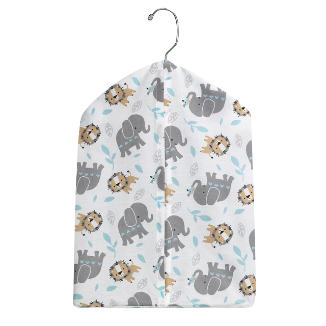 Bedtime Originals Jungle Fun Gray/Blue Elephant and Lion Diaper Stacker