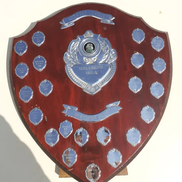 VINTAGE ANTIQUE Wooden Shield Award Trophy 1983