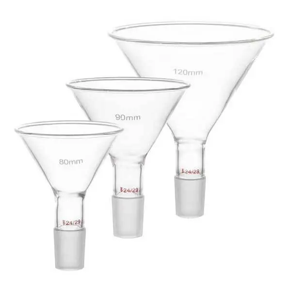 Wholesale 50mm - 150mm Clear Glass Funnel w/ Standard Connector Lab Glassware