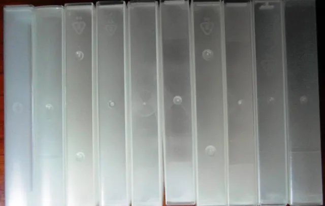 10 x Empty VHS Cases. Clear - Ideal for storing Craft items or small accessories