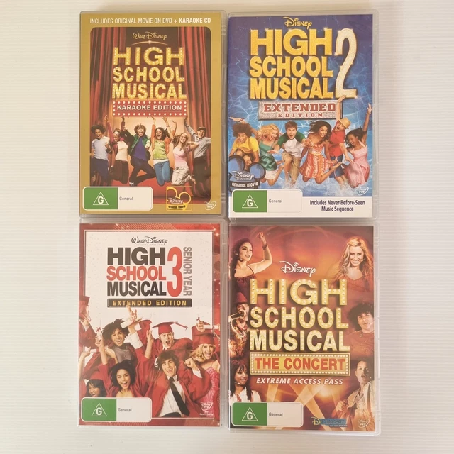 HIGH SCHOOL MUSICAL DVD 1, &3 Movie Bundle- plus The Concert