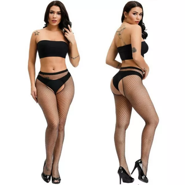 Sexy CALZE COLLANT A Rete CON BUCO Sadomaso nero INTIMO DONNA LINGERIE 5021
