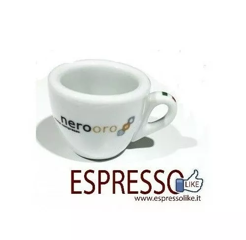 Set da 6 pezzi Tazzine in Ceramica da Caffè logate NEROORO con Piattino Tazze