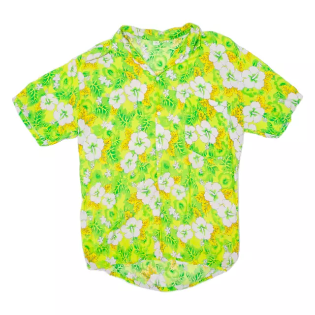 Mens Hawaiian Shirt Green Floral L