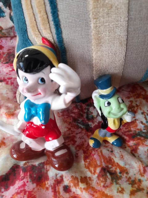 Rare Disney Pinocchio And Jiminy Cricket Figurines - High Gloss Finish