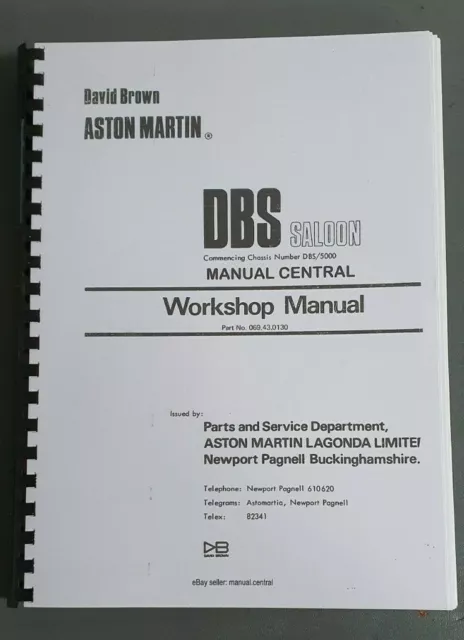 Aston Martin Dbs Saloon Workshop Repair Manual Reprinted A4 Comb Bound Dbs5000