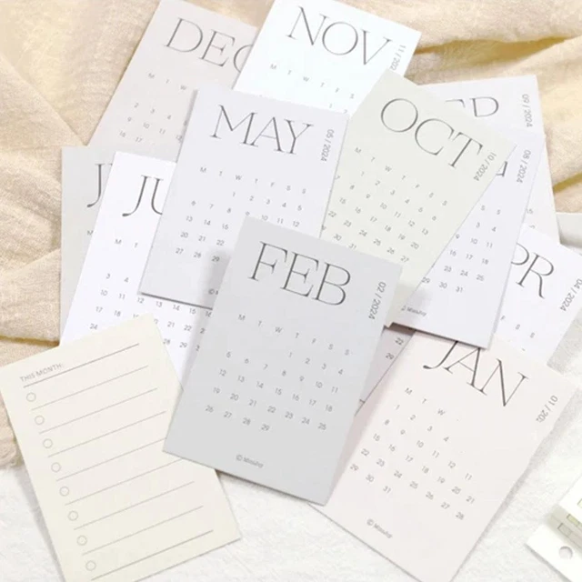 12SHEETS 2025 CALENDAR Cards Monthly Schedule Memo Pad for Journaling