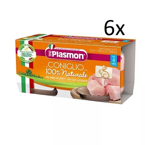 6x PLASMON Omogeneizzato Coniglio homogenisiert Babynahrung ab 4 Monaten 2x80g