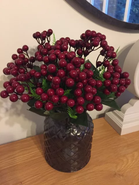Artificial Christmas Large Berry Bunches X 2 - 14 stems Multiple Berries