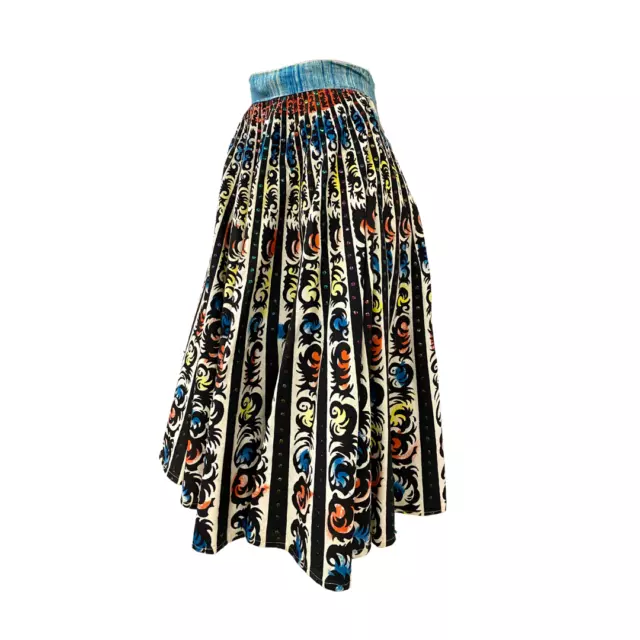 Vtg 50s 1950s Mid Century Mexican Block Print Souvenir Sequin Wrap Skirt