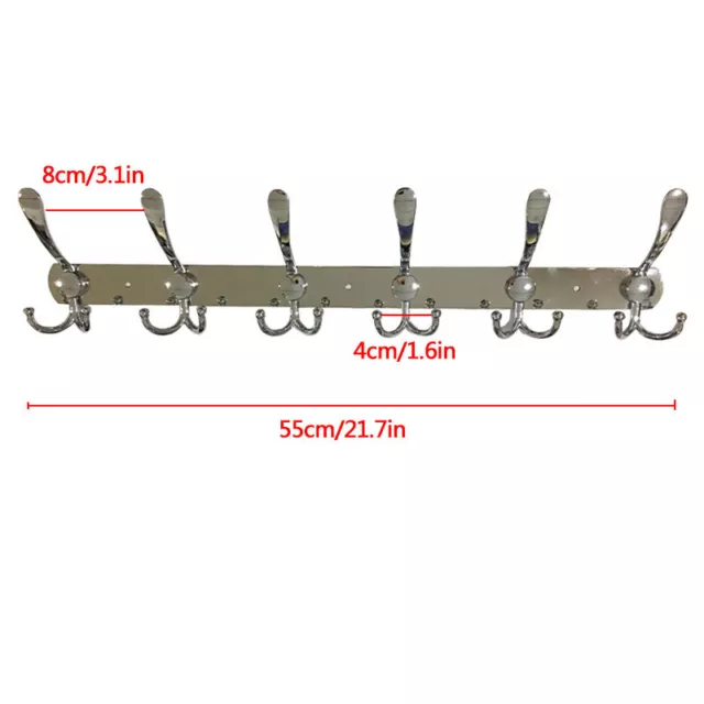 Clothes Coat Door Holder 6/18 Hooks Rack Hat Wall Hanger Rail Stainless Steel