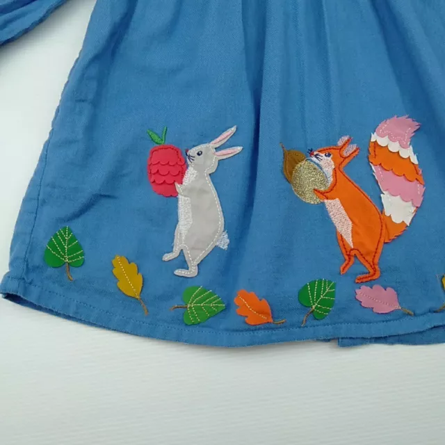 Baby Boden Dress Blue Smocking Size 18-24 Months 92cm Squirrell Rabbit Hedgehog 2