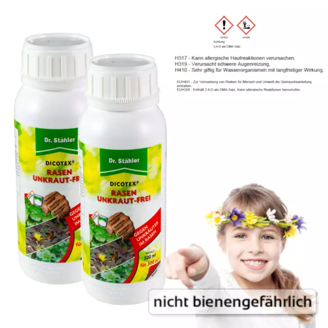 Dr Stähler Dicotex 1Liter 2x 500ml Profiline Rasen Unkraut Ex Unkrautfrei Klee