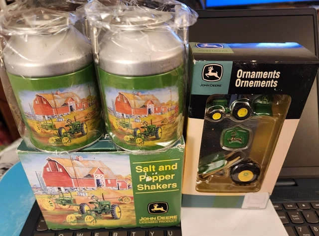 John Deere (Lot) Salt & Pepper Shakers and 5pc Ornament Set