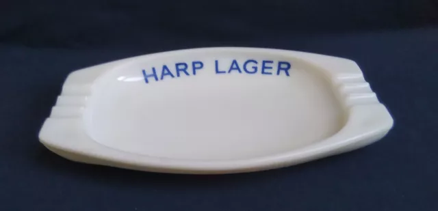 Vintage HARP LAGER White Glass ASH TRAY by Nazeing Glass Works Ltd. England