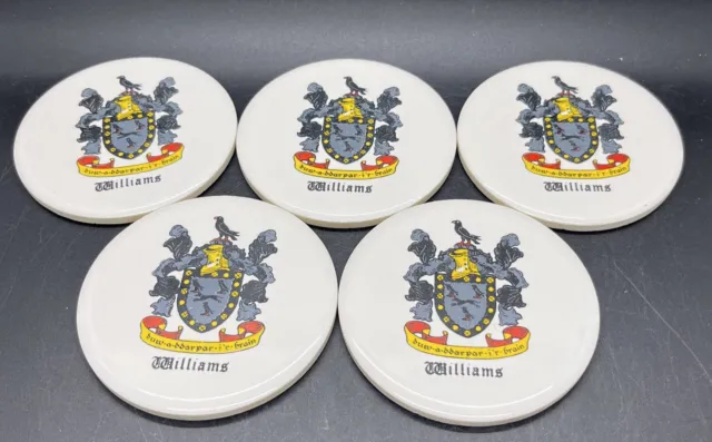 Lote de 5 posavasos de cerámica ""Williams"" hechos en EE. UU. 3,25"" de diámetro