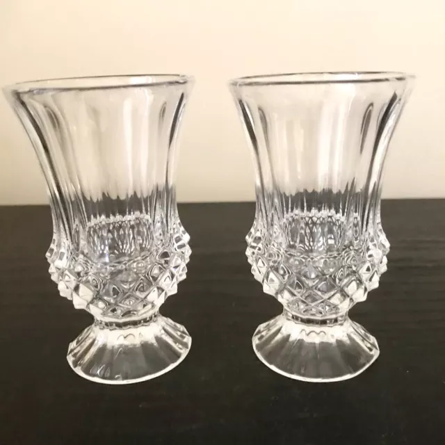 Vintage Cristal D'Arques Crystal Hobnail Thistle Vase Pair x 2 - 1960's Unused 3