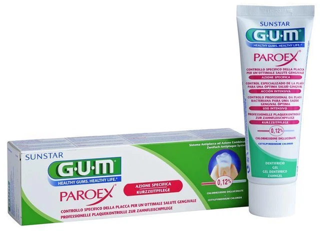 GUM Paroex 0,12% CHX pasta de dientes 75 ml hemorragia de encías protección de encías