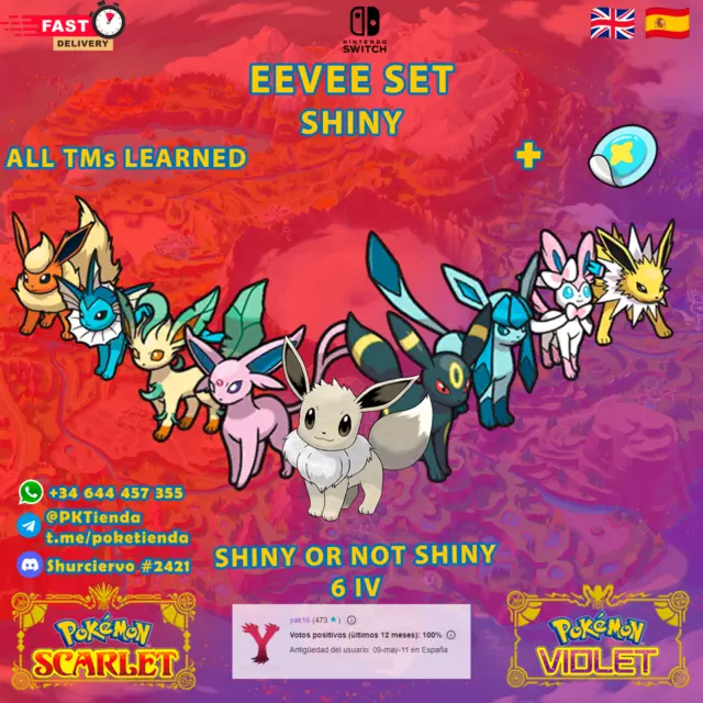 ALL 8 Eevee Evolutions 6IV 💥 Spotlight Raid Event💥Shiny Pokemon Scarlet  Violet