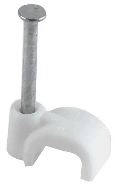 TOWER - 5mm Round Cable Clips White - 100 Pack
