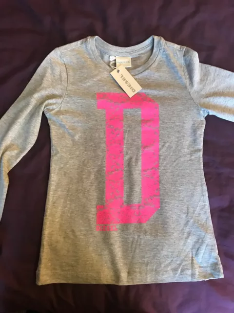 BNWT Girls Designer Diesel Long Sleeve T-shirt Top Age 6 Trendy