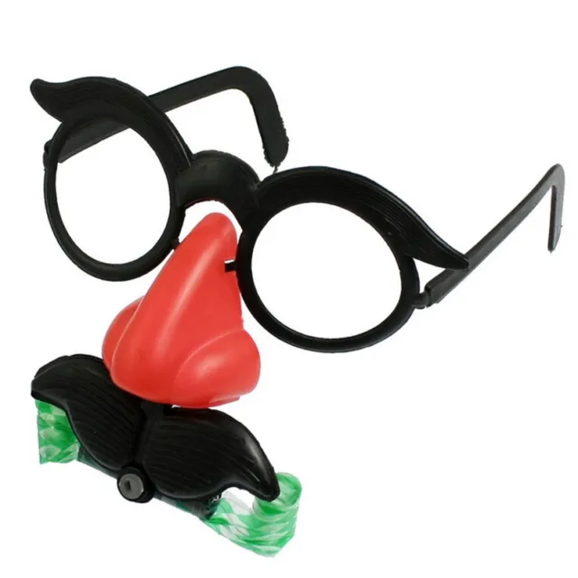 2x divertenti occhiali da clown palla costume montatura rotonda naso rosso con fischietto baffi.D_