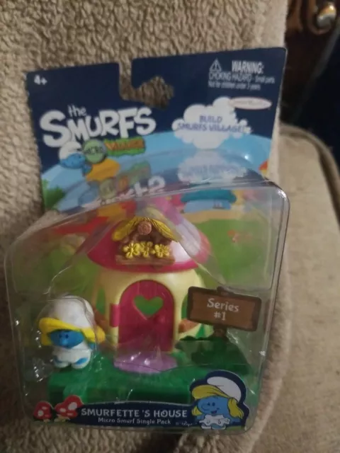 Smurfs Micro Village Papa Smurf & Smurfette DELUXE *2 IN 1 * NEIGHBOR PACK  Jakks