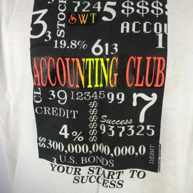 Vintage 80s Accounting Club T Shirt Mens Large Southwest Texas Bobcats SWT