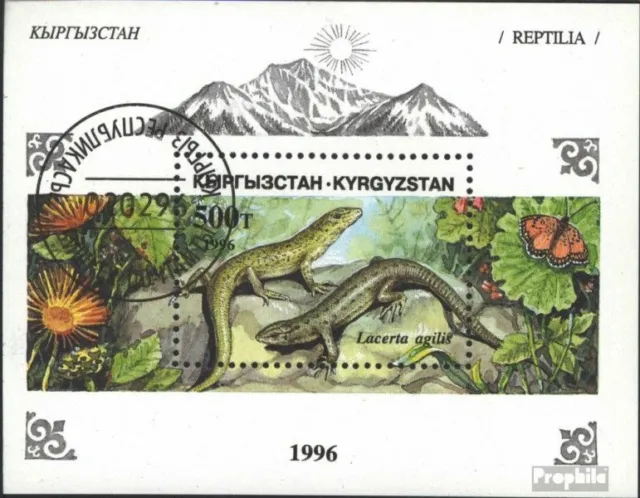 Kyrgyzstan block16 (complete issue) used 1996 Reptiles