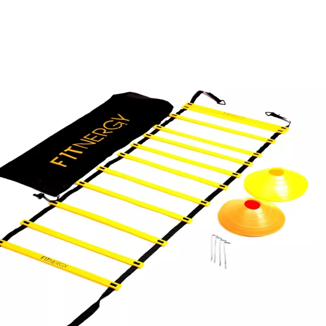 Speed AGILITY LADDER Training Equipment by F1TNERGY 12 Rung + 10 Speed Cones